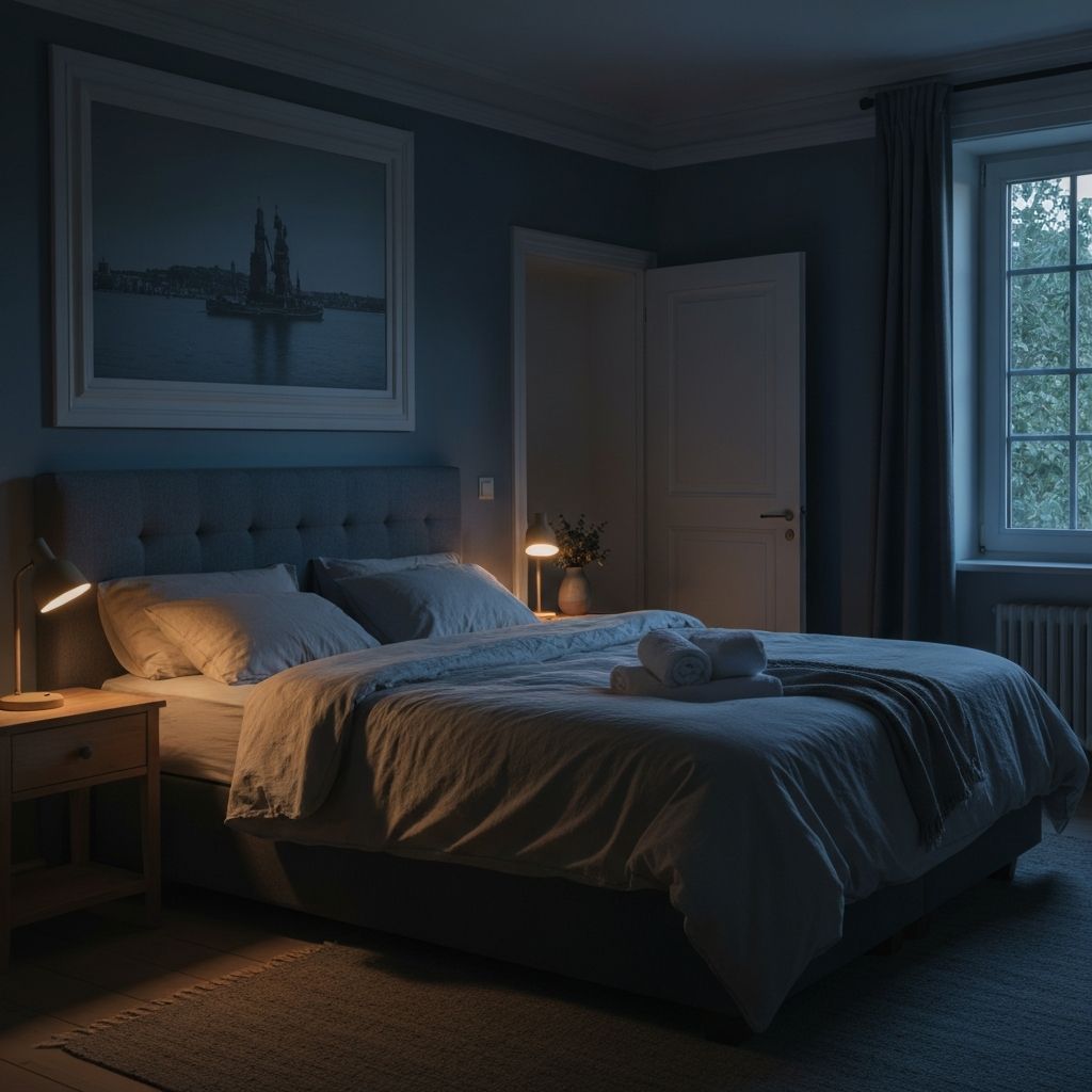 Peaceful bedroom scene promoting restful sleep